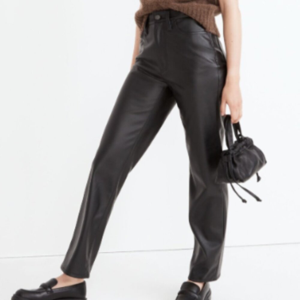 Madewell The Perfect Vintage Straight Jean – Faux Leather Edition – Size 29